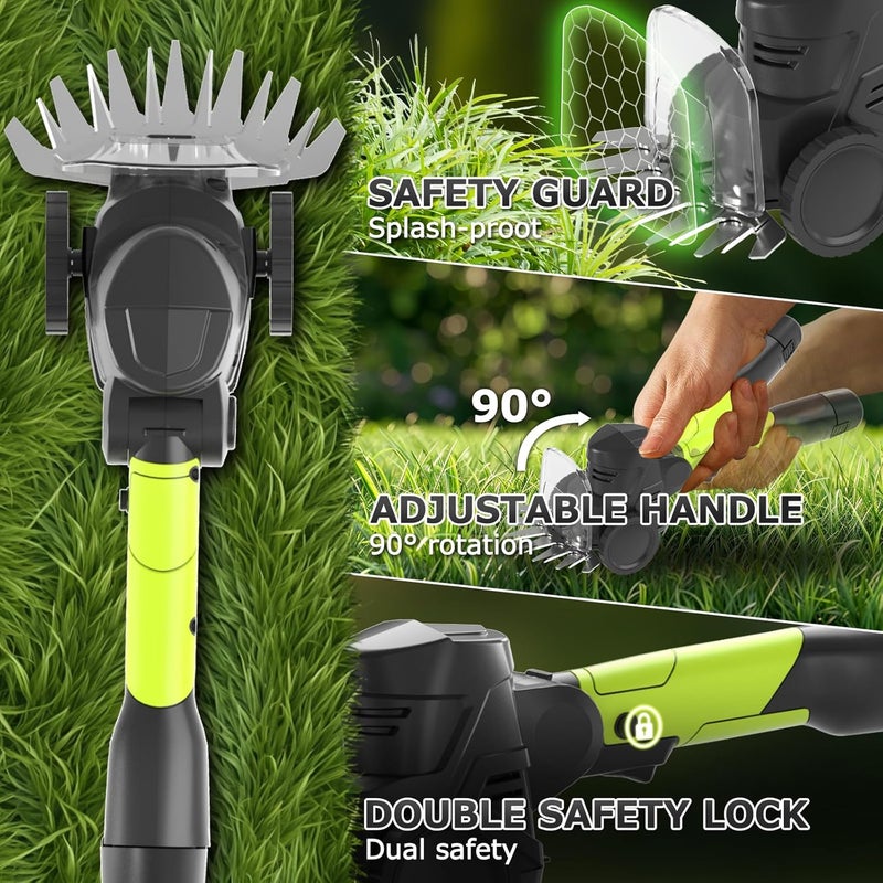 MJUM 3-in-1 Cordless Hedge Trimmer: 13ft Reach & Adjustable Pole Hedge Trimmer - Lightweight with Dual Batteries - Grass Shears for Women Seniors - Garden Lawn Shrub Pruning Tool - Image 2